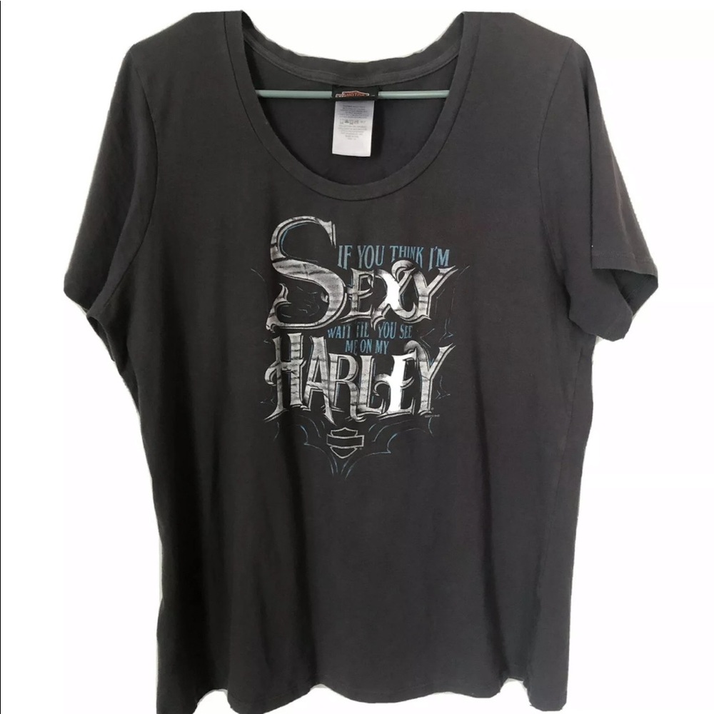 Harley Davidson T Shirt Size 1X Gray Sexy Lady